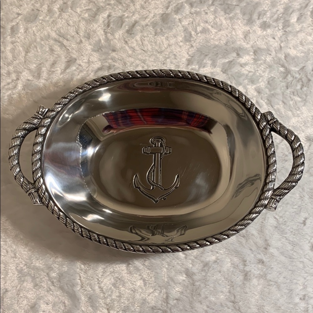 Wilton Armetale Anchor with Rope Design Aluminum Silver Oval Bowl